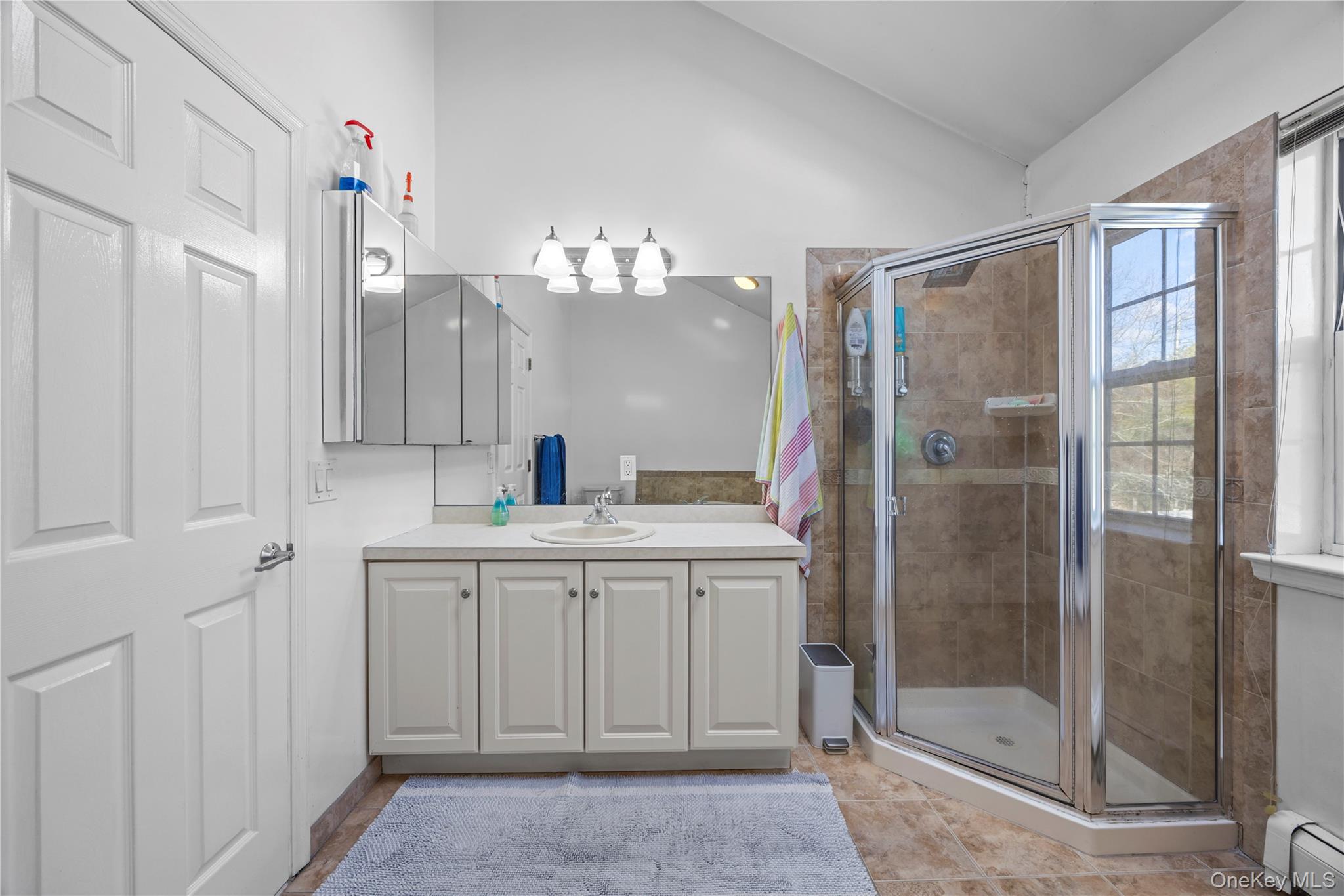 7 Bittersweet Lane Center Moriches, NY 11934 - Photo 24 of 32 a bathroom with a shower sink and mirror