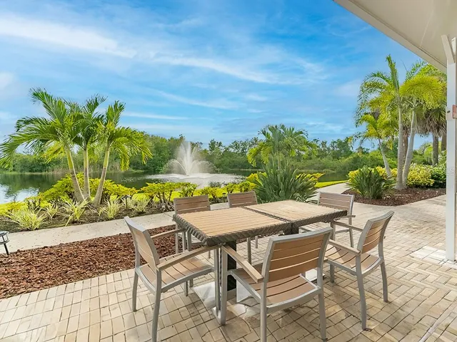 a view of an outdoor seating area