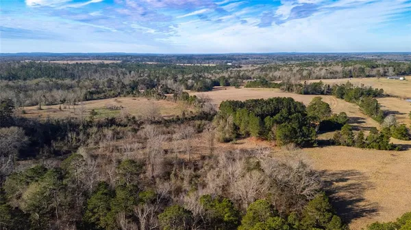 an aerial view of a house with yard and lake view