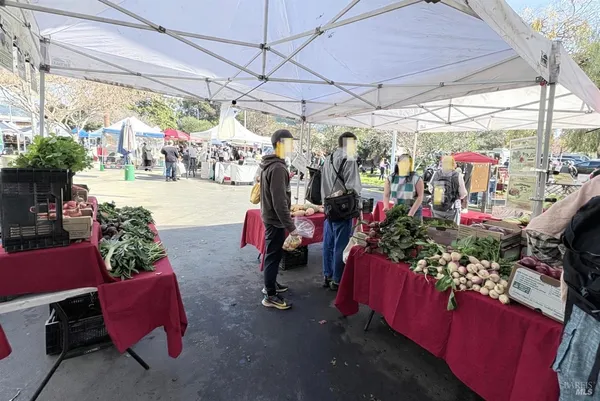 an outdoor space with seating area and furniture