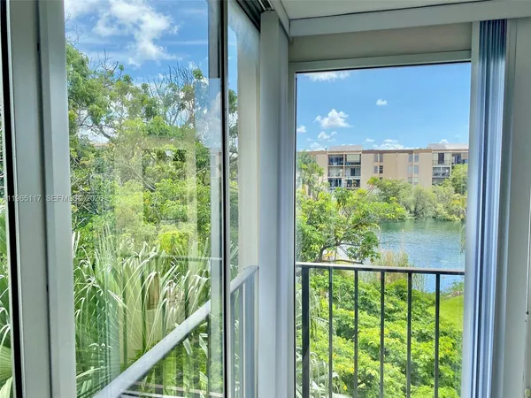 a view of a building from a window