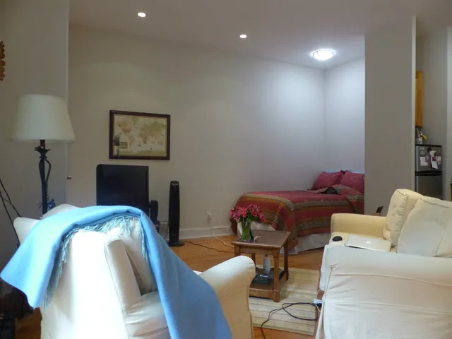 a living room with furniture