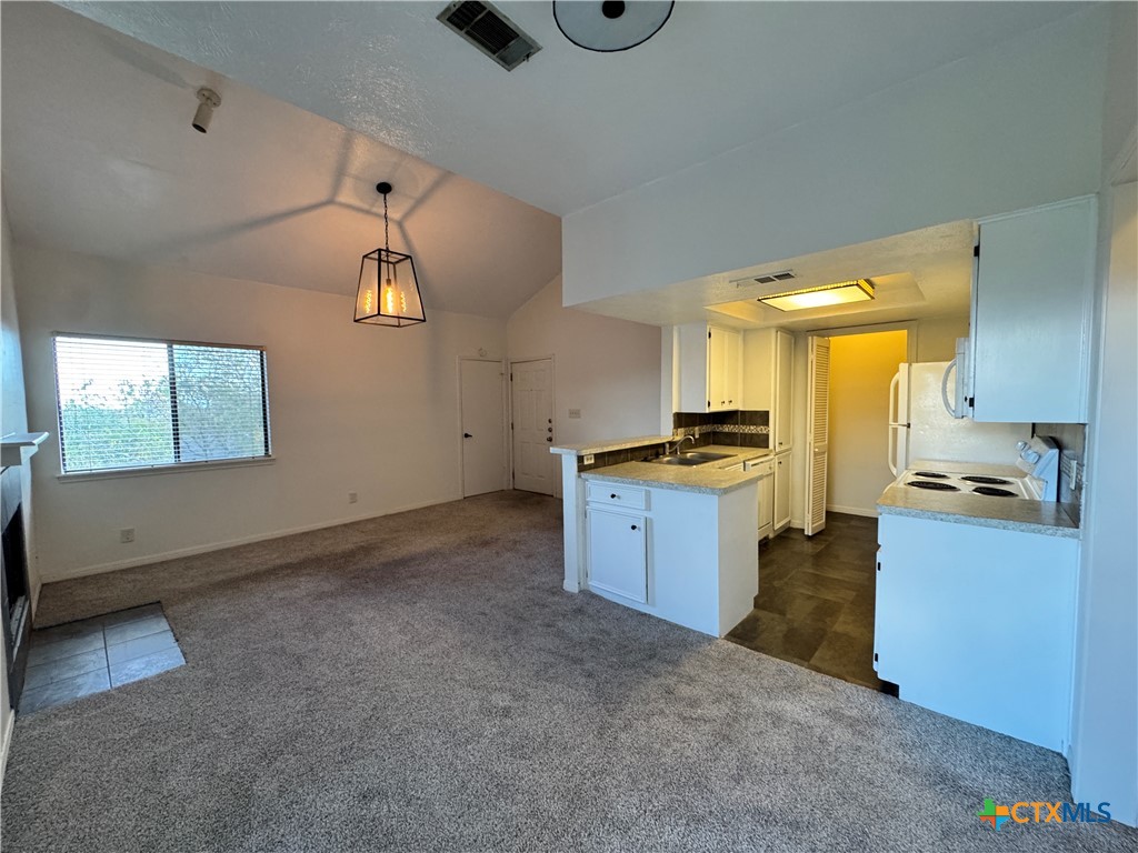 1013 Chestnut Street, Unit D6 San Marcos, TX 78666 - Photo 2 of 13 a kitchen with a refrigerator and a stove