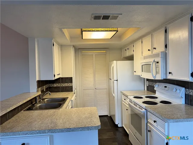 a kitchen with a sink a stove and refrigerator