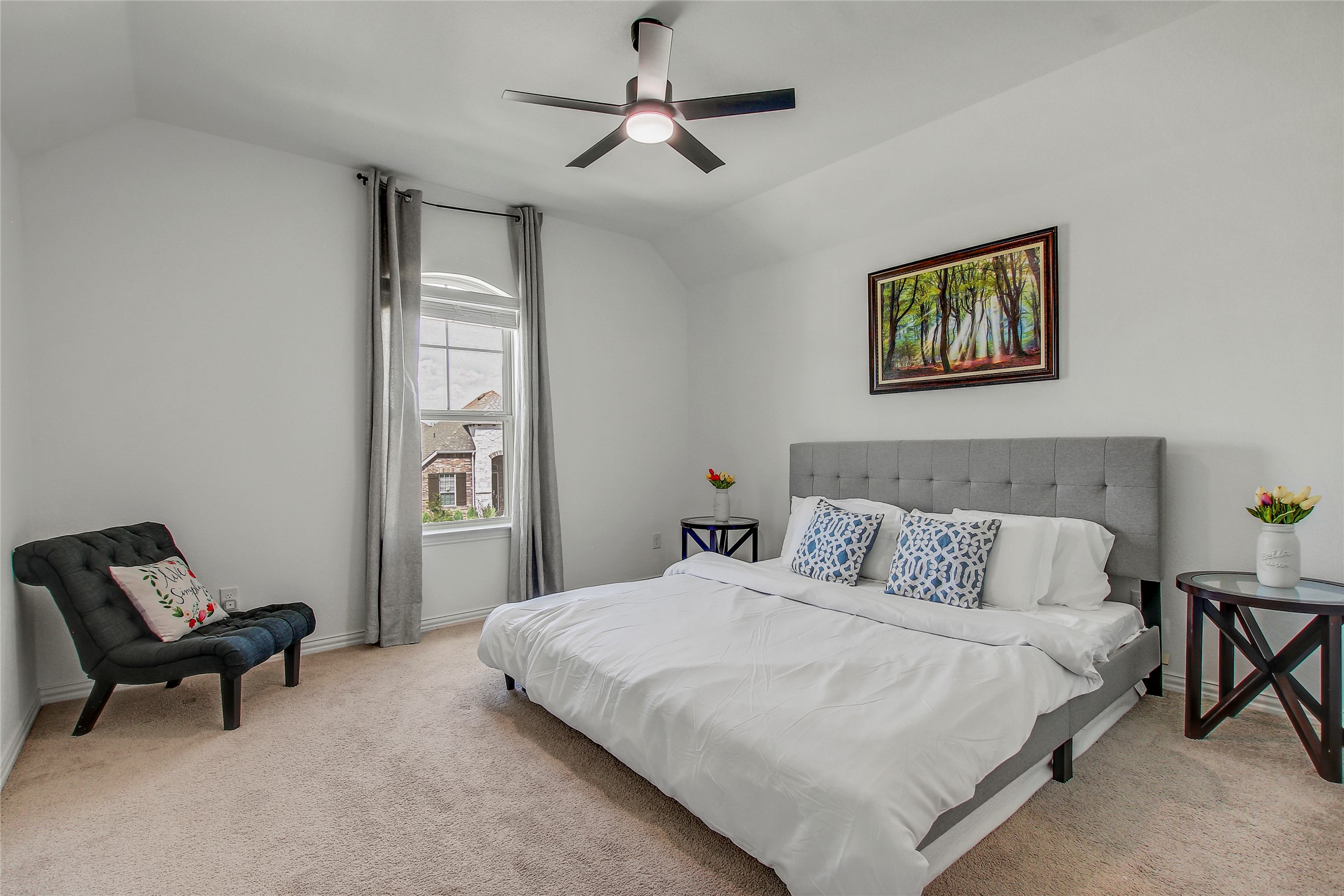 104 Millbend Road Georgetown, TX 78633 - Photo 25 of 40 A quiet retreat, this bedroom offers a restful atmosphere with plush carpeting and natural light.