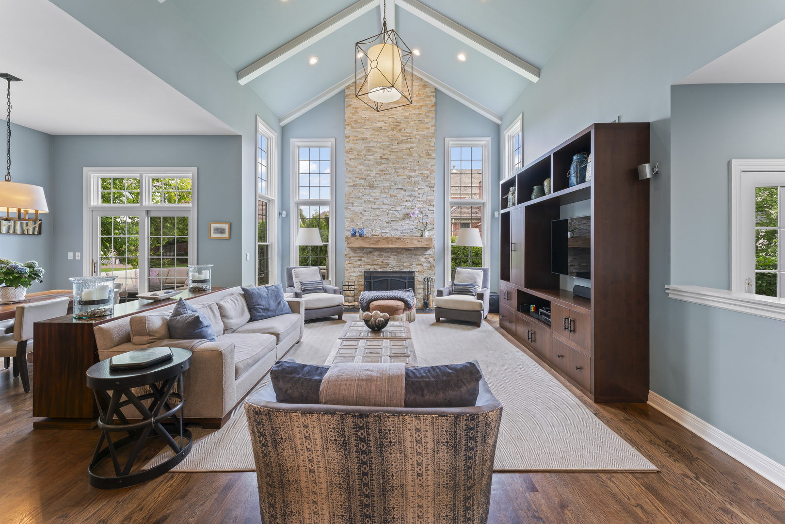 1546 Midway Lane Glenview, IL 60026 - Photo 19 of 46 a living room with fireplace furniture and a flat screen tv
