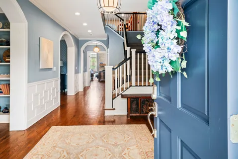 a view of a porch with furniture