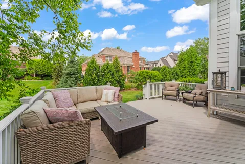 a view of a terrace with furniture