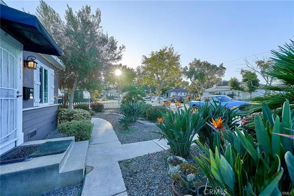 a view of a garden with pathway