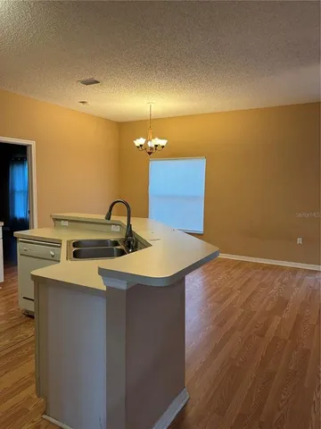 a view of a sink and dishwasher with wooden floor
