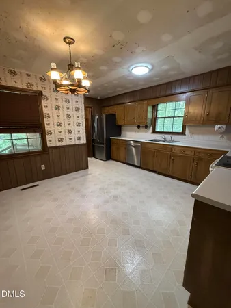 a view of lobby with chandelier