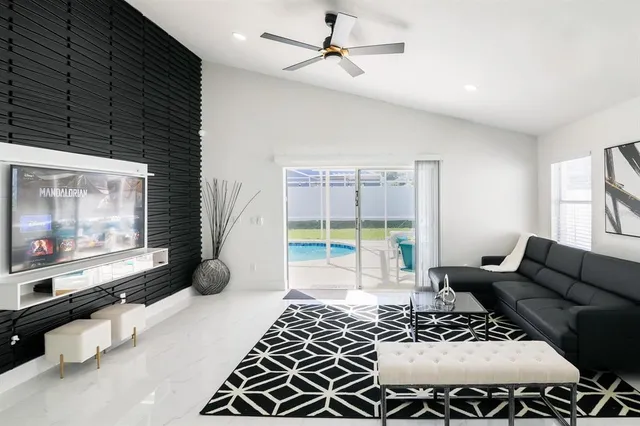 a living room with furniture