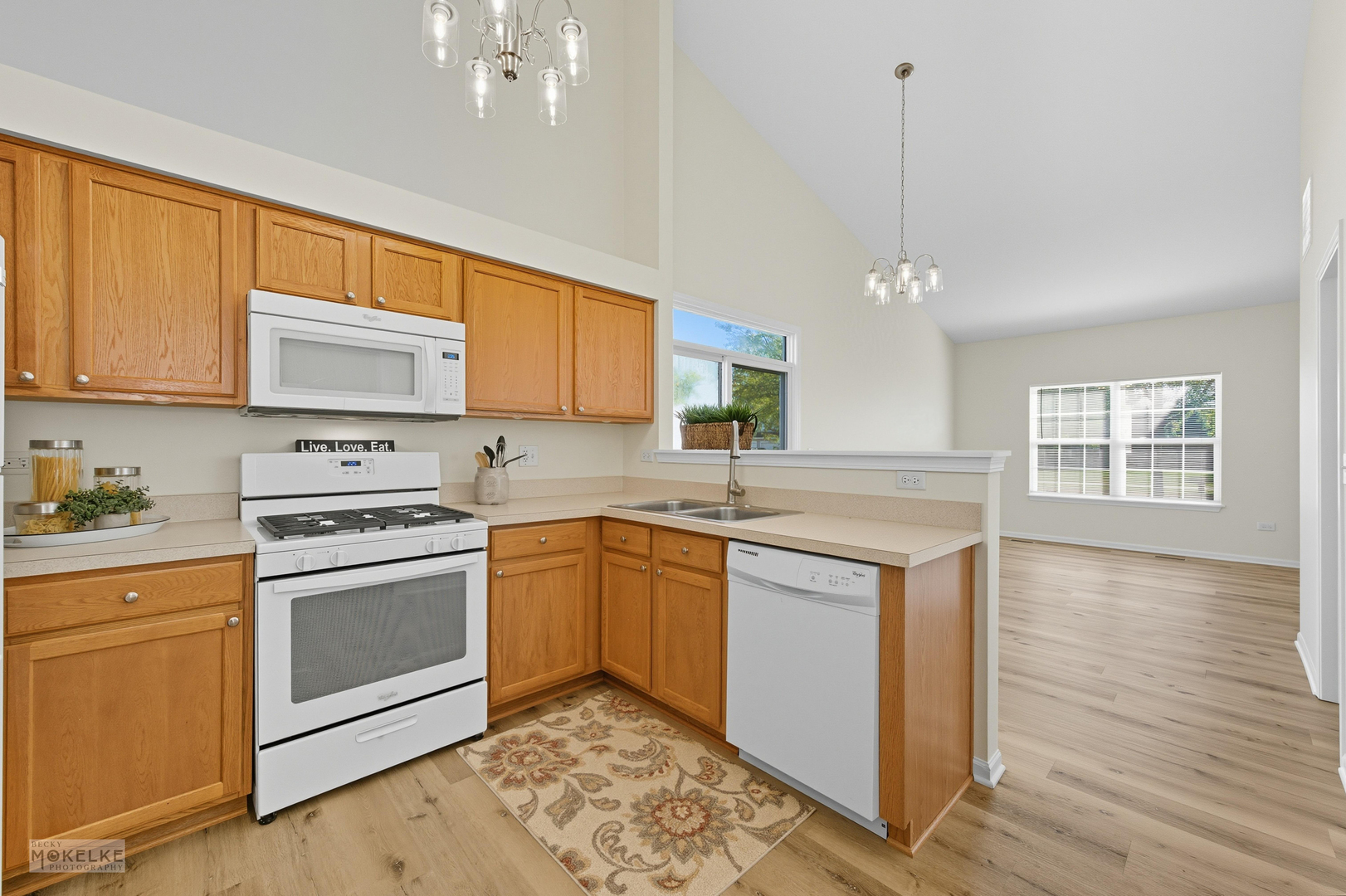 2813 Hoffman Street Plano, IL 60545 - Photo 10 of 27 a kitchen with stainless steel appliances granite countertop a stove a sink and white cabinets with wooden floors