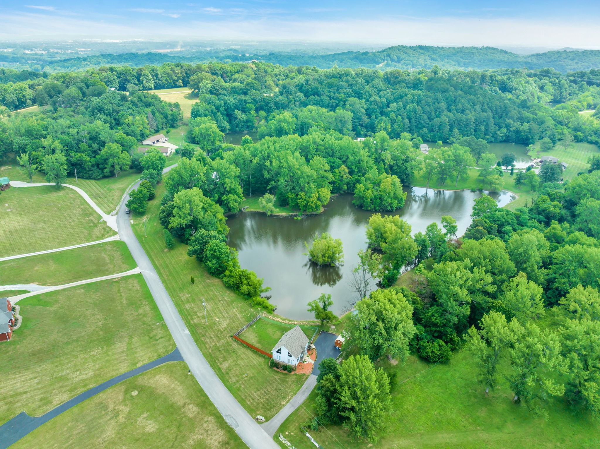 670 Still Pond Road Columbia, TN 38401 - Photo 38 of 43 a view of a lush green forest with lawn chairs and large trees