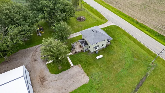 an aerial view of a house