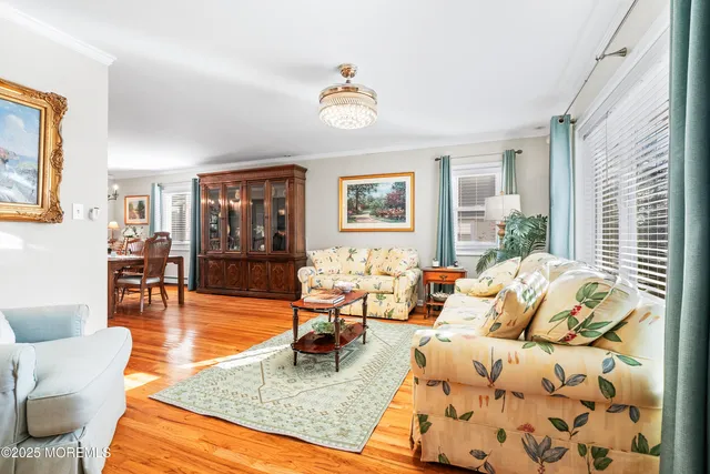 a living room with furniture rug and window