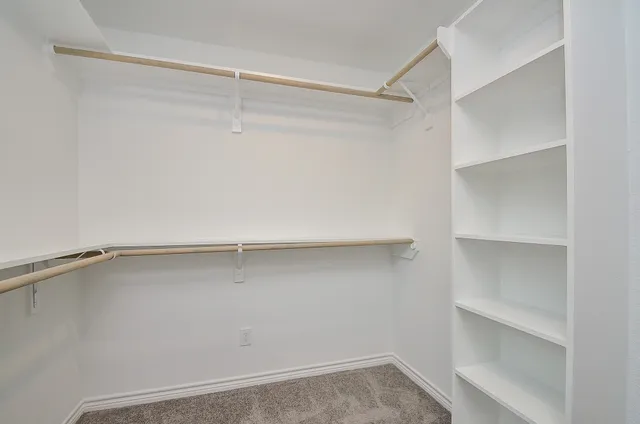 a view of an empty walk in closet