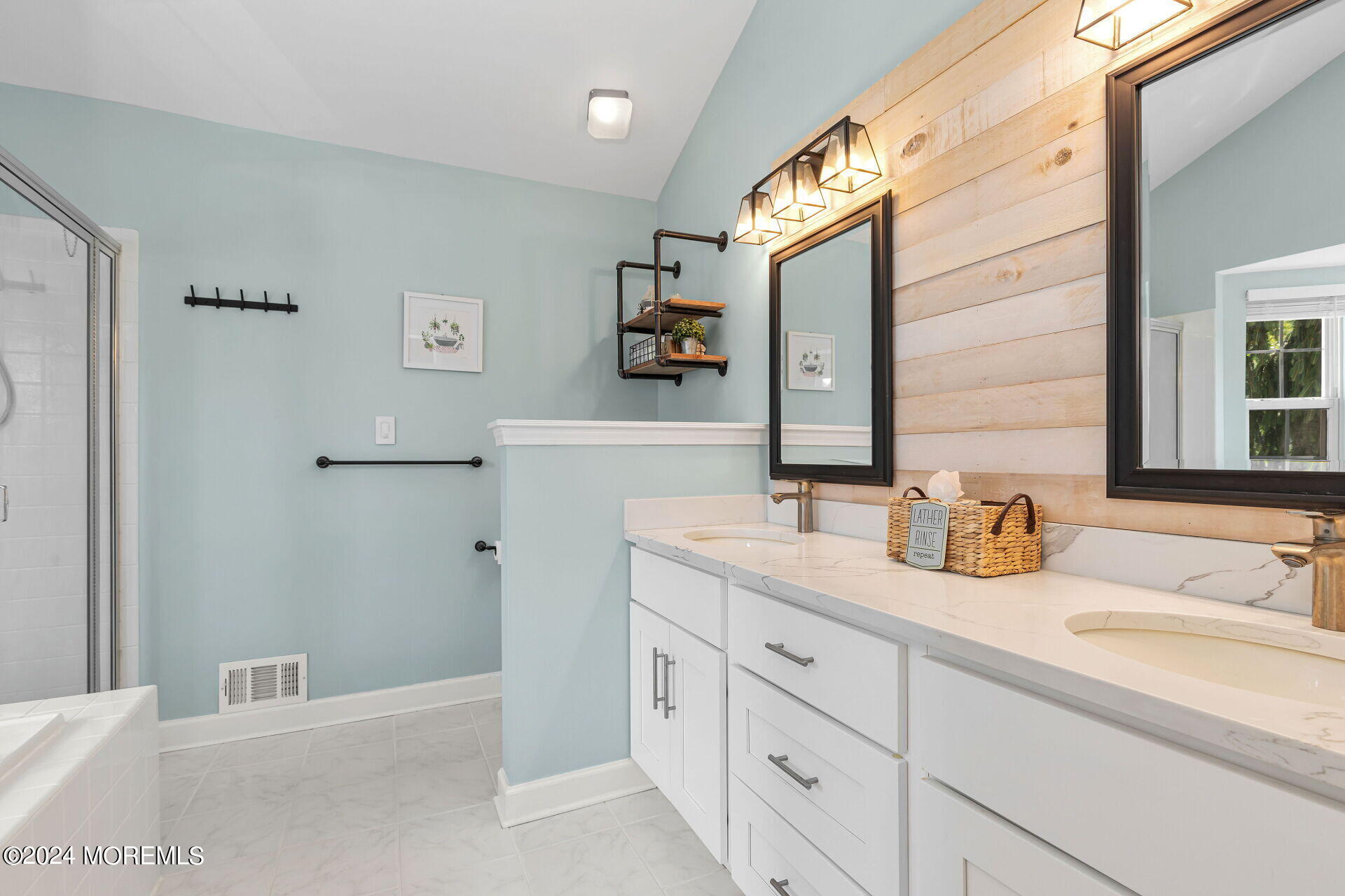 32 Alpine Road Holmdel, NJ 07733 - Photo 20 of 32 a bathroom with a granite countertop sink and a mirror