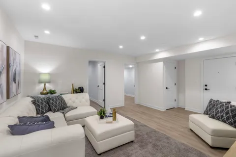 a living room with furniture and a couch