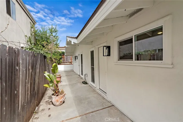 a view of a porch with seating space