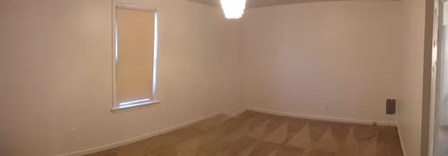 a view of a small space with window