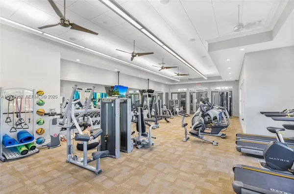 a view of a room with gym equipment