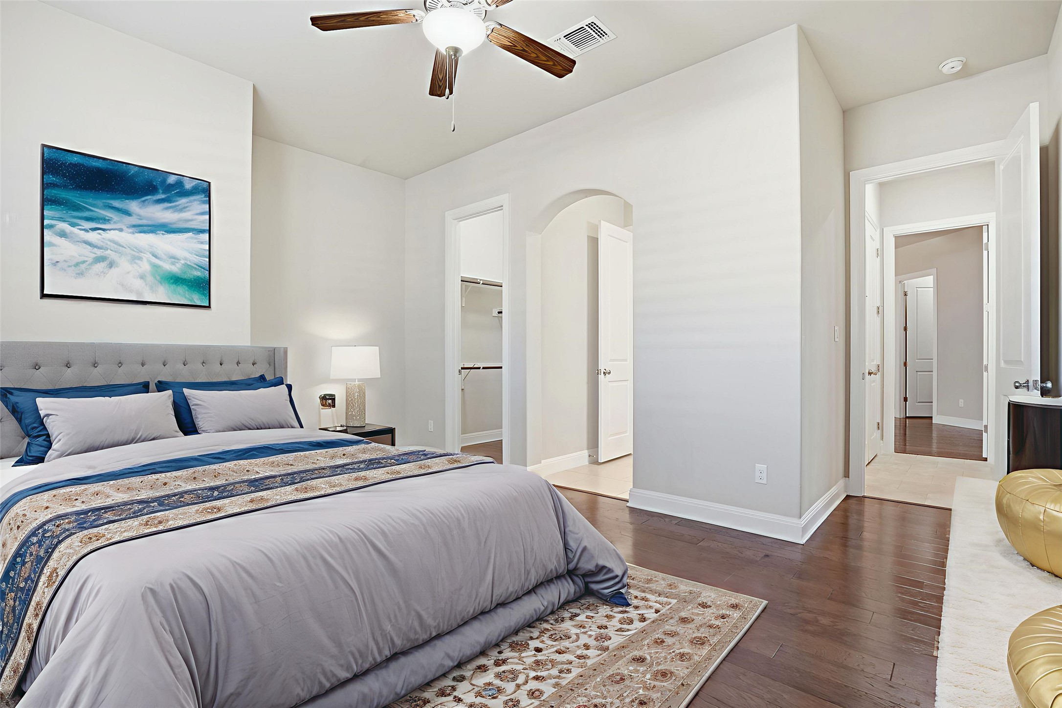 4109 Haight Street Round Rock, TX 78681 - Photo 24 of 40 Virtually staged - Bedroom with wood flooring and arched walkway