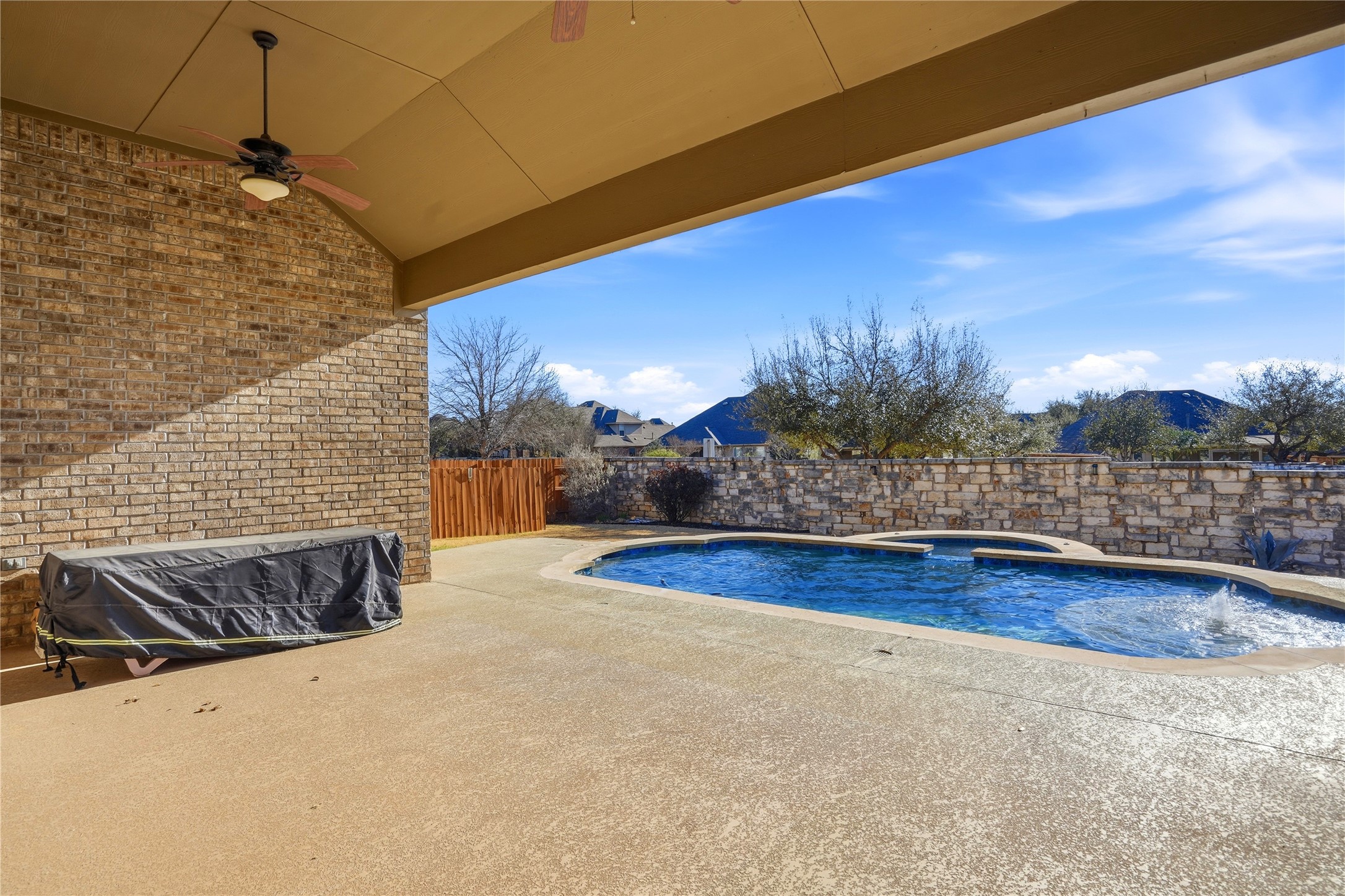 4109 Haight Street Round Rock, TX 78681 - Photo 32 of 40 Large covered patio overlooks the pool / hot tub