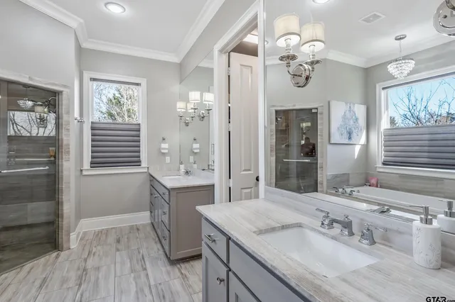 a bathroom with a granite countertop sink a toilet and a mirror