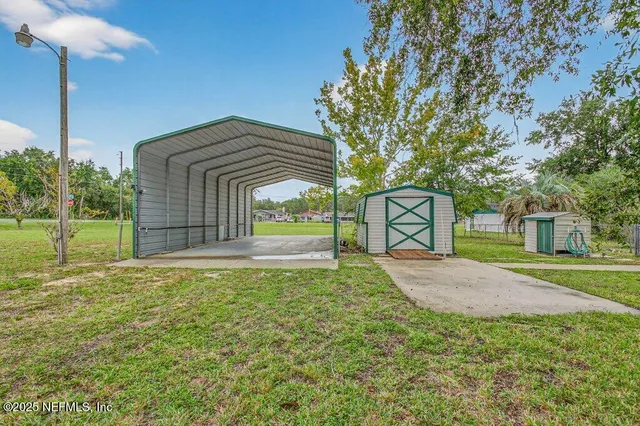 a house view with a garden space