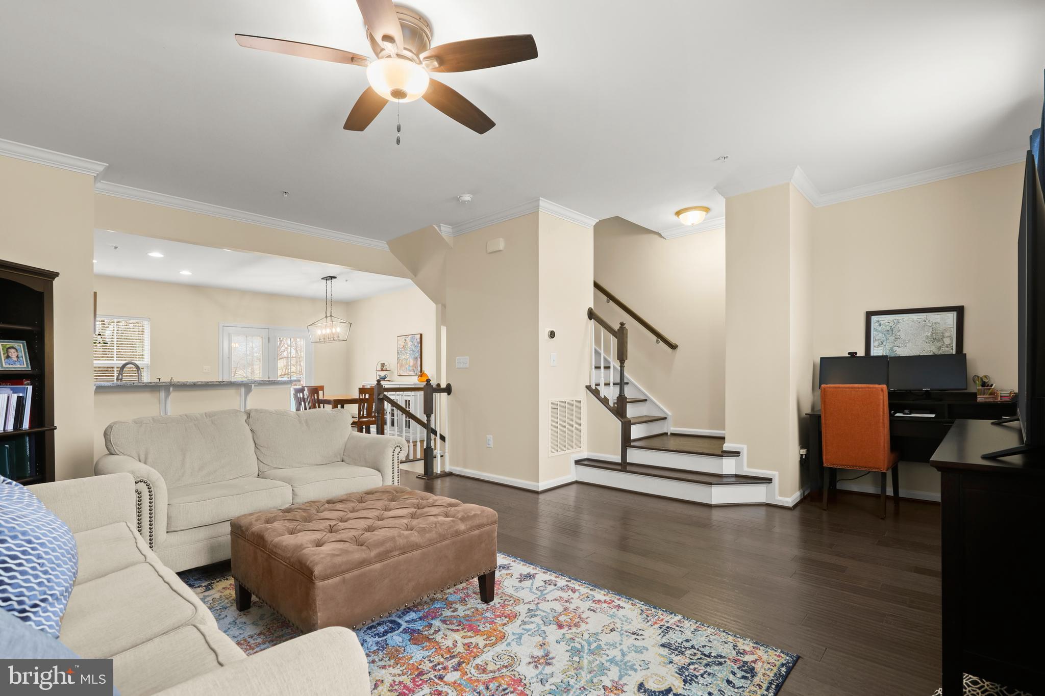 605 Buggy Ride Road Bel Air, MD 21015 - Photo 14 of 55 Living Room with crown molding, oak stairs