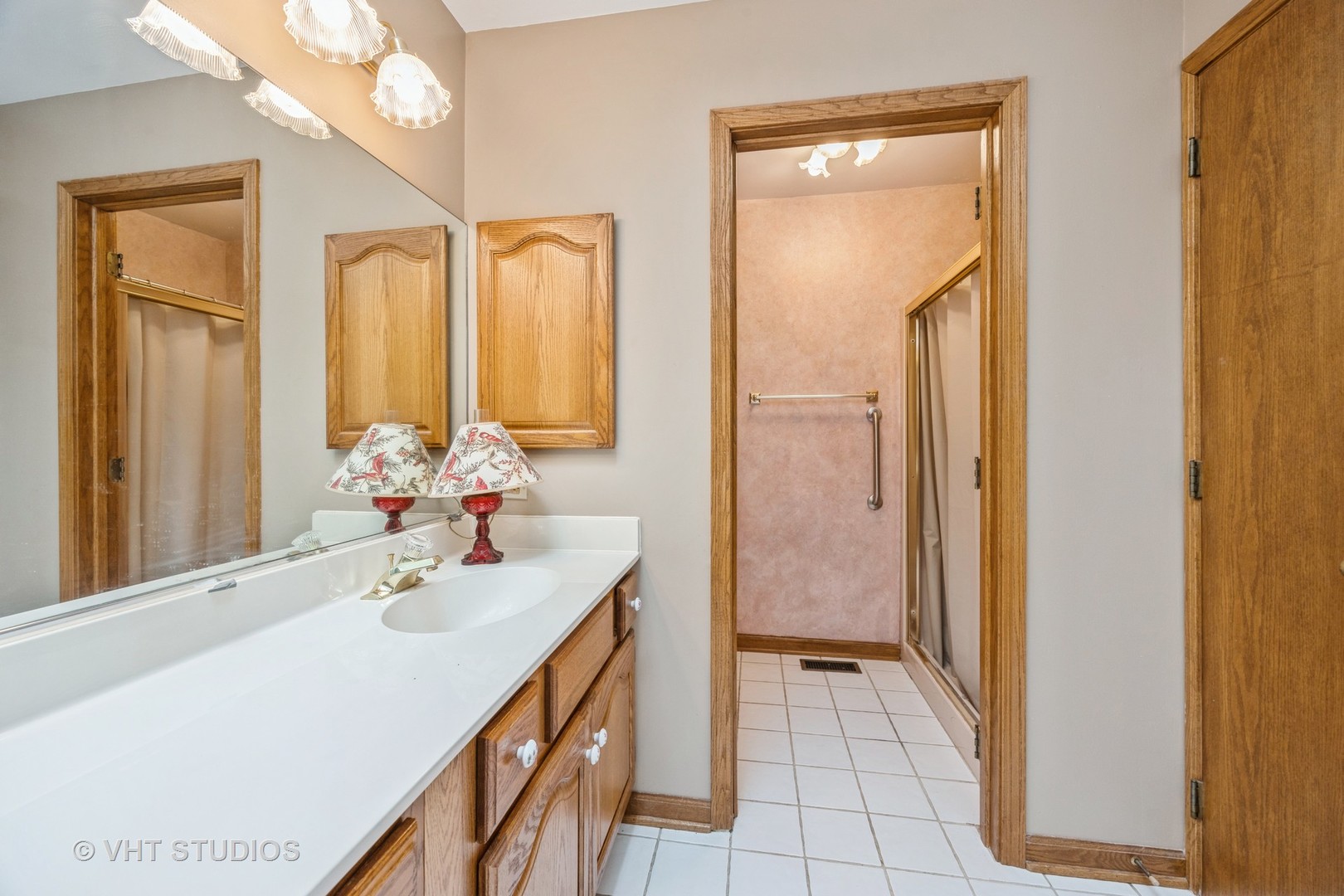 229 Shea Drive Flossmoor, IL 60422 - Photo 14 of 25 a bathroom with a sink a mirror and a shower