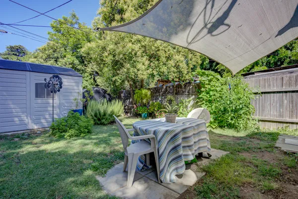 a view of an outdoor sitting area