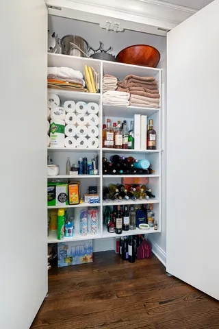 a view of store room with wooden floor