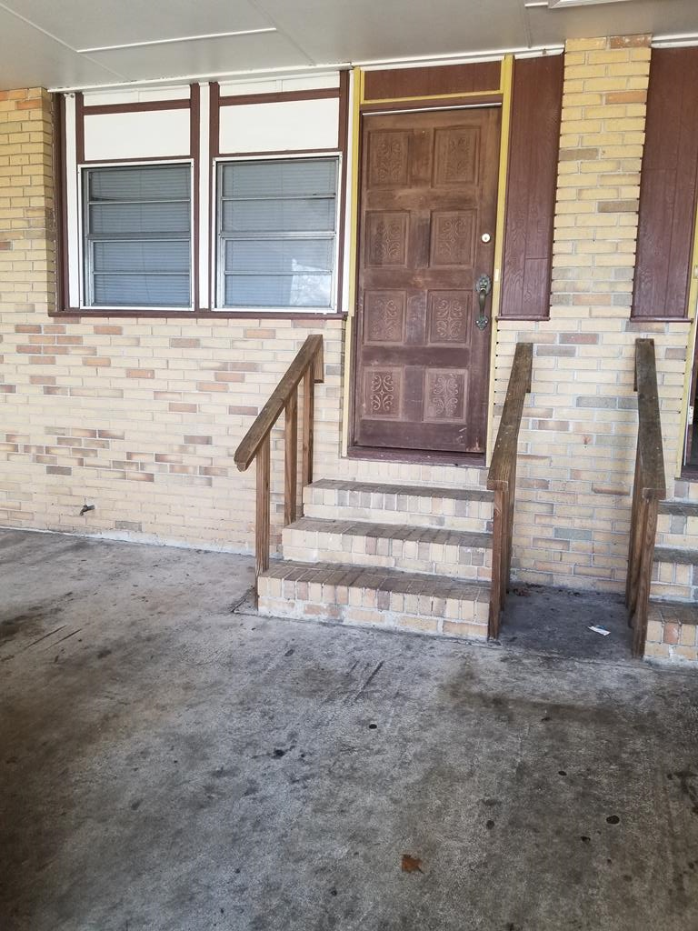 a view of wooden door
