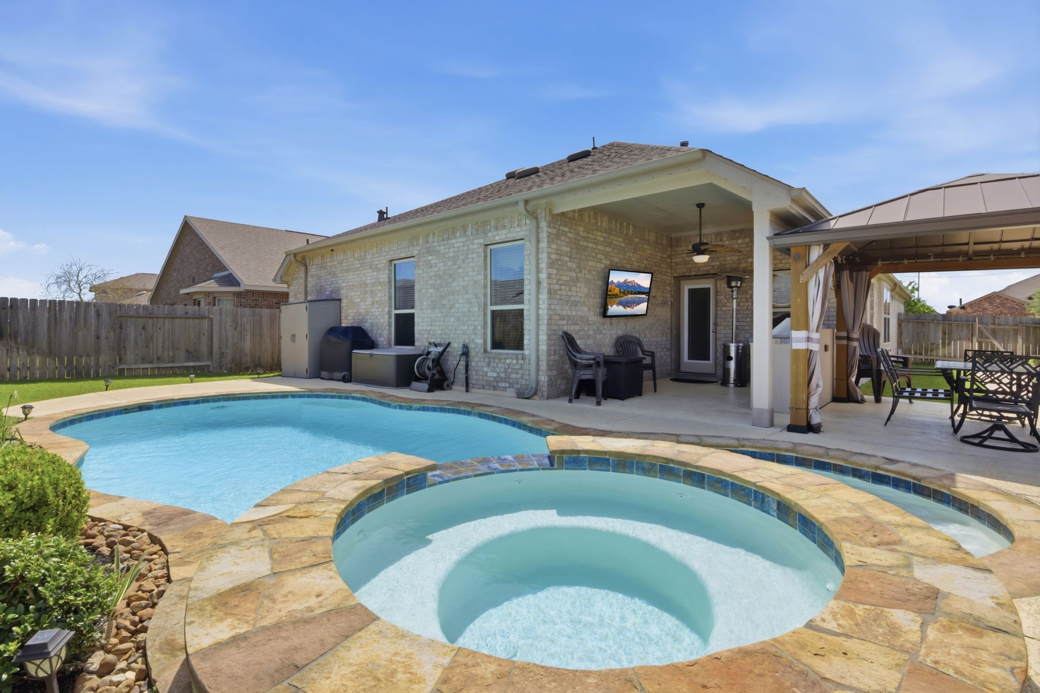a view of a house with swimming pool