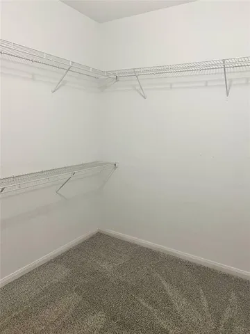 a view of a room with racks on the wall