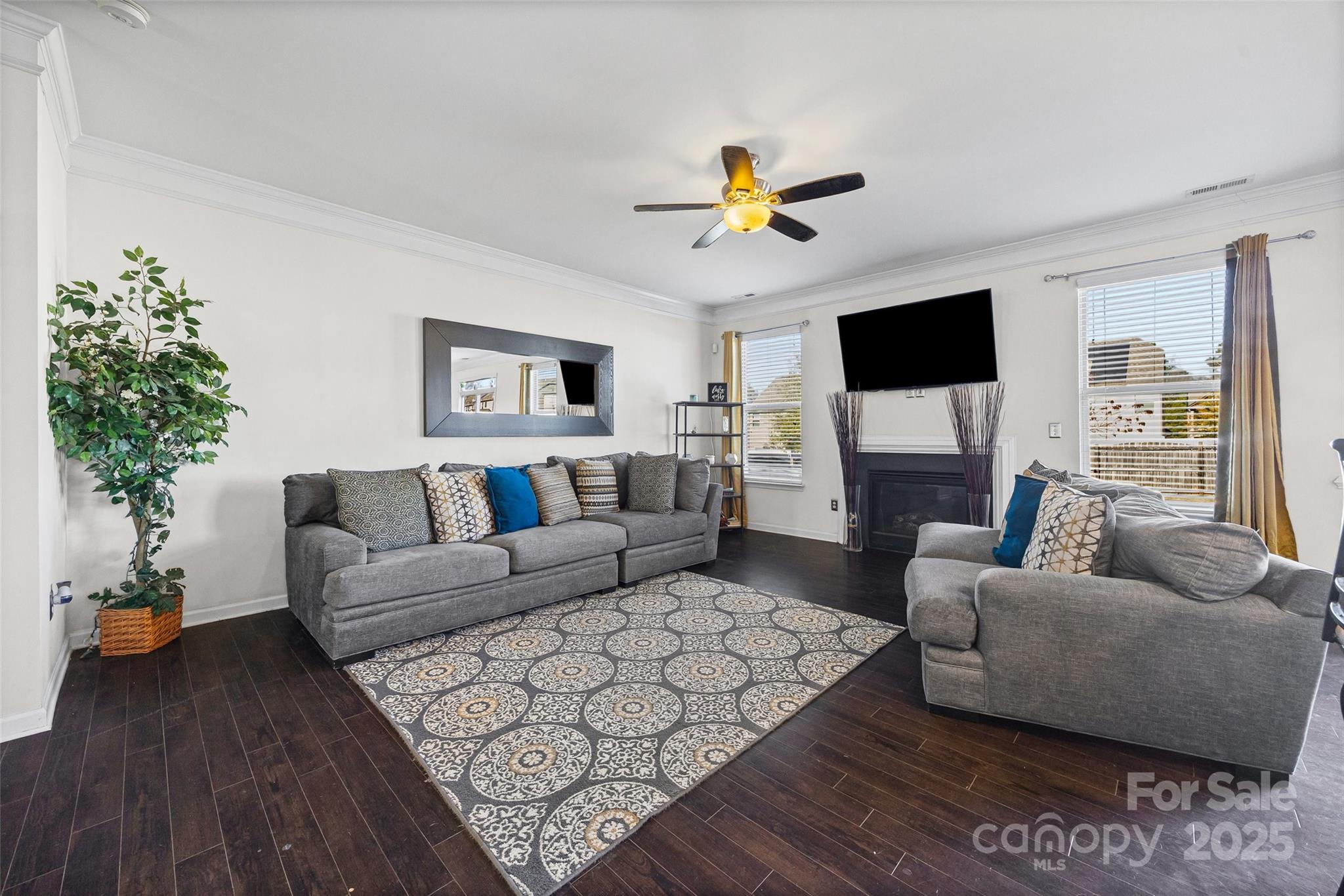 2811 Berry Creek Road Charlotte, NC 28214 - Photo 4 of 20 a living room with furniture a flat screen tv and a potted plant