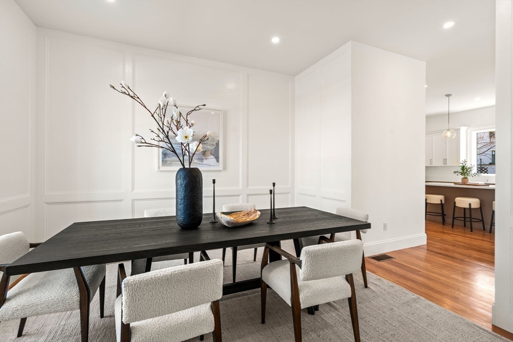 12 Sylvester Road Newton, MA 02465 - Photo 6 of 17 a view of a dining room with furniture and wooden floor