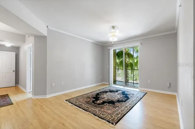 a view of kitchen with wooden floor