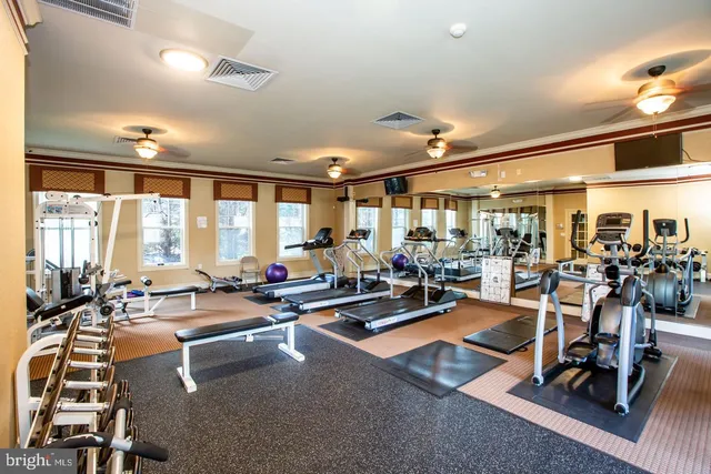 a view of a room with gym equipment