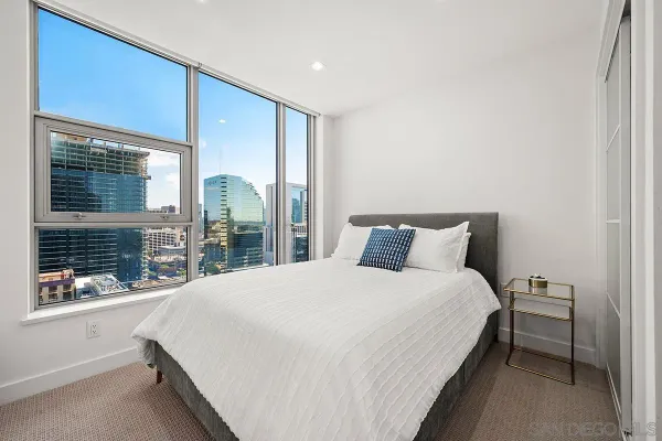 a view of a city and an ocean view