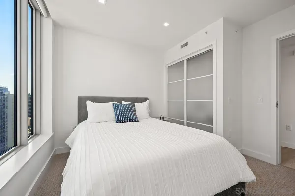 a city view with tall buildings