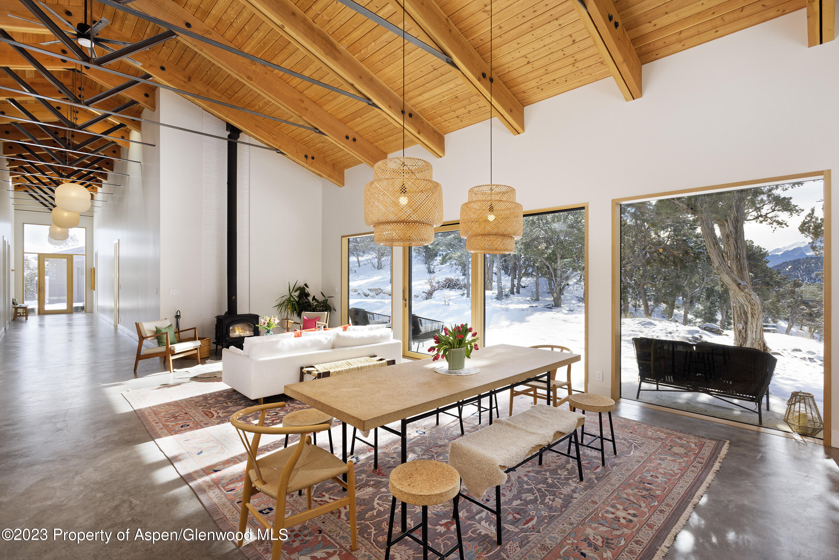 89 Sage Swale Road Carbondale, CO 81623 - Photo 9 of 23 a view of a dining room with furniture wooden floor and a potted plant