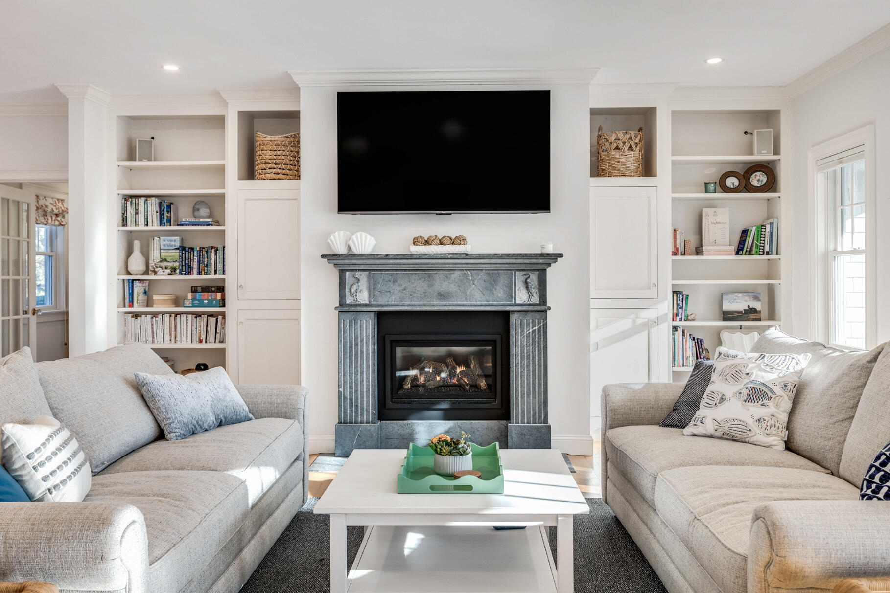 55 Cove Road Eastham, MA 02642 - Photo 12 of 55 Handcarved stone surround fireplace