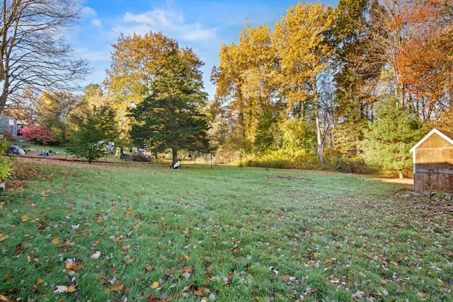 a view of outdoor space with deck and yard
