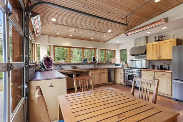 a view of a house with a large window