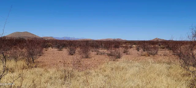 a view of mountain and a field