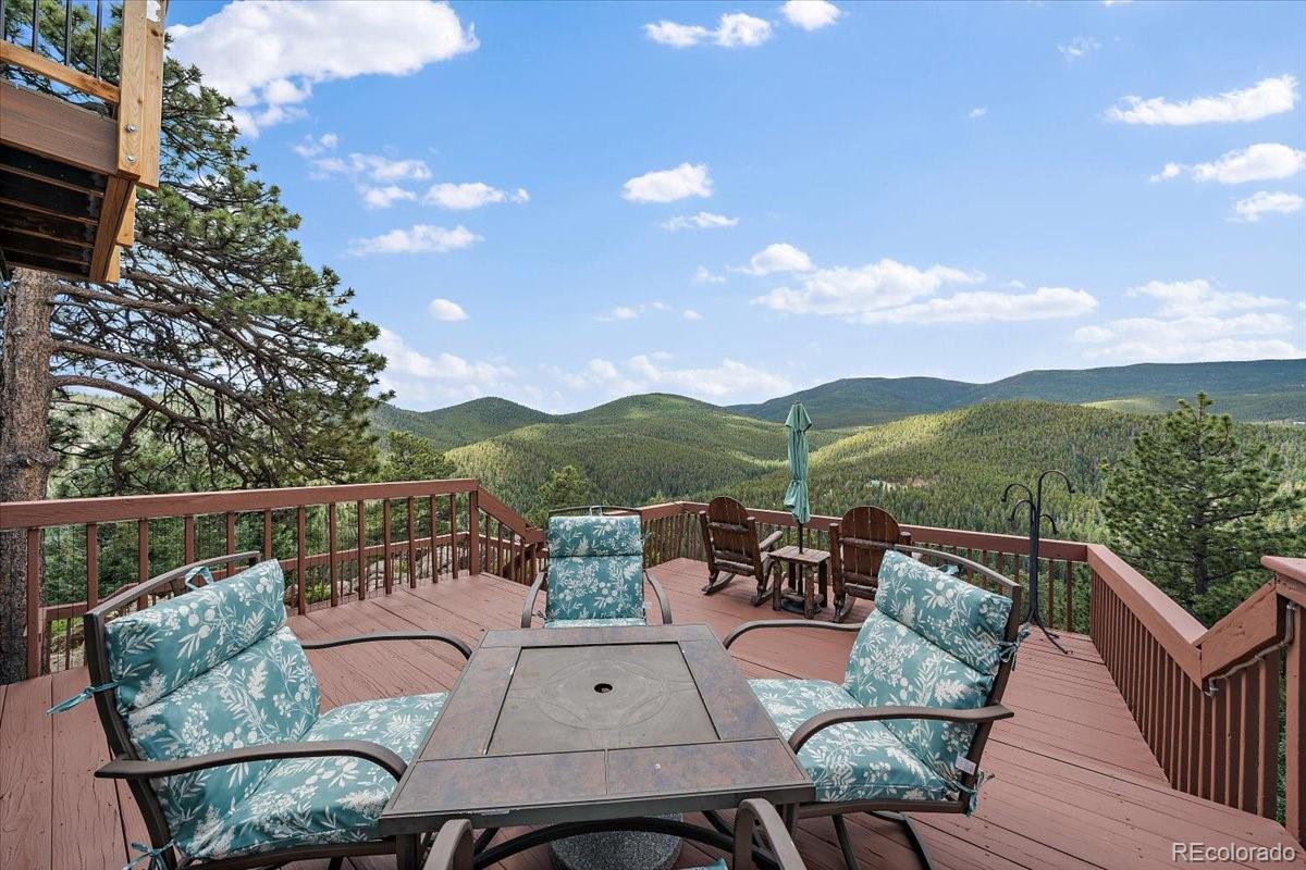 32482 Lodgepole Drive Evergreen, CO 80439 - Photo 29 of 40 a view of a roof deck with couches and sky view