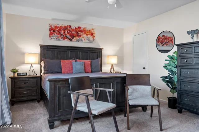 a living room with furniture